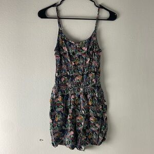 H&M Divided Black Floral Romper Size 2